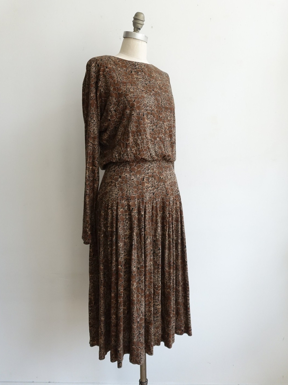 Vintage 1980s Pebble Print Midi Dress
